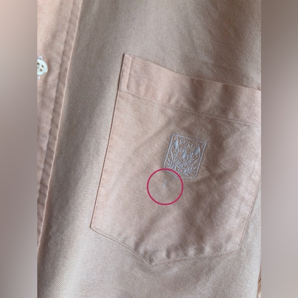 Ralph Lauren 100% cotton, soft light pink, peach, partial button down - Picture 4 of 7